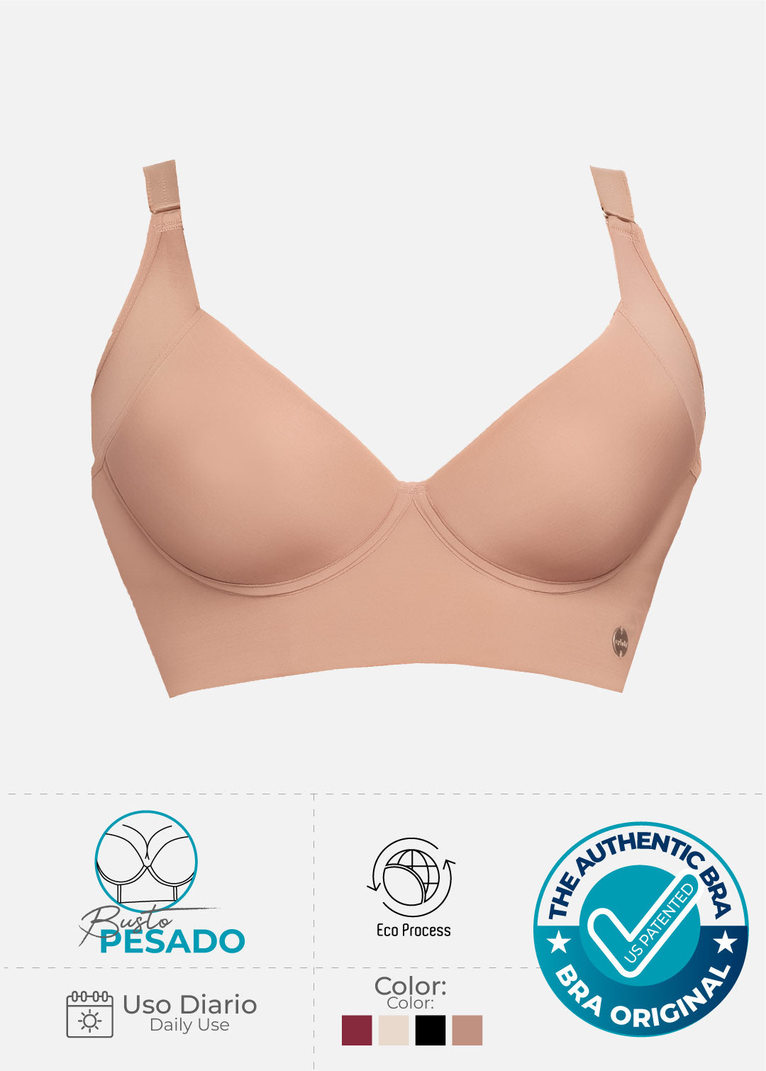 Brasier Plus Size De Realce Medio Y Cubrimiento Alto 8532