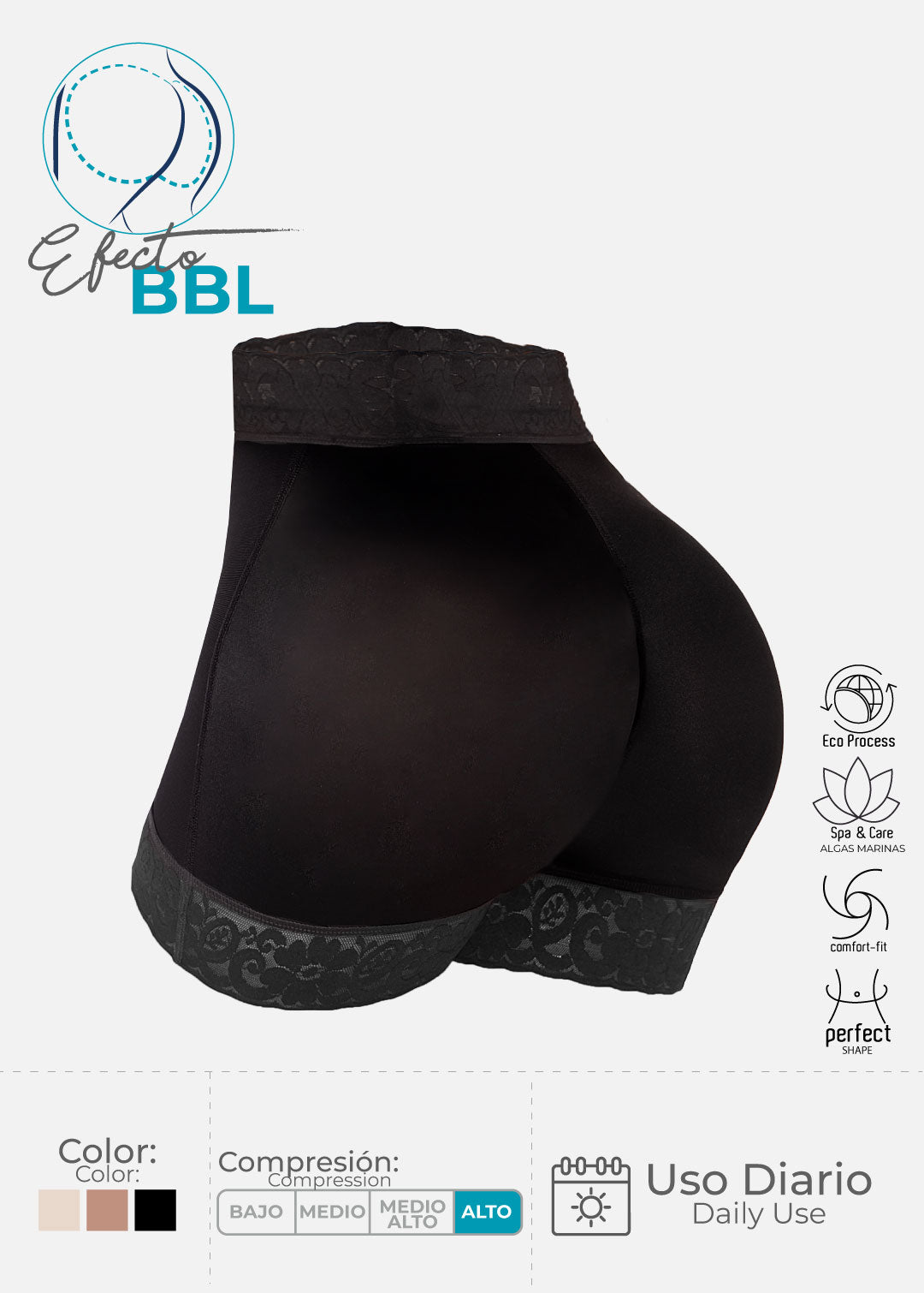 Panty de control alto con efecto levantamiento de glúteos estilo brasileño 6265