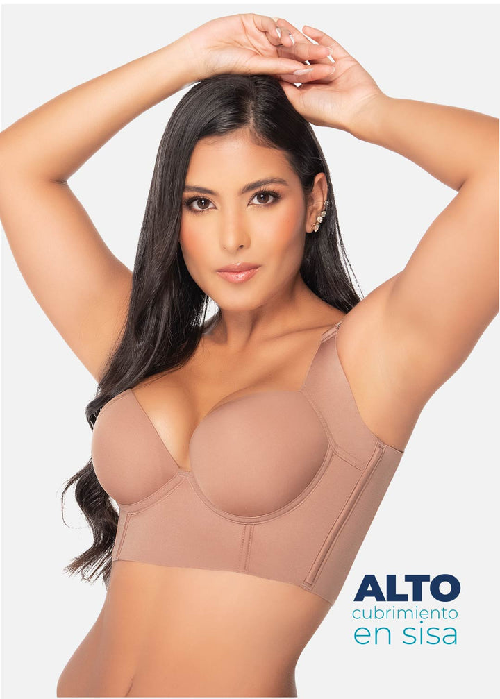 Brasier de realce alto con excelente cubrimiento en espalda y sisa 8545