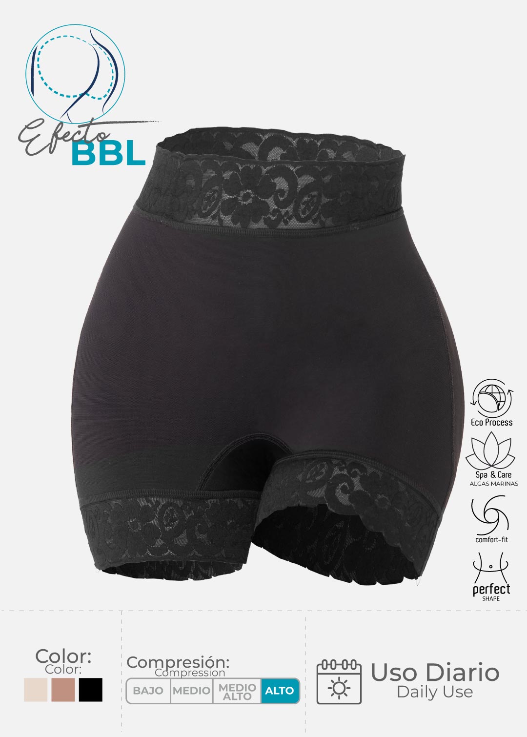Panty de control alto con efecto levantamiento de glúteos estilo brasileño 6265